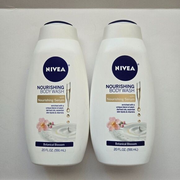 2-Pack NIVEA Botanical Blossom Nourishing Body Wash 20 fl oz with Serum New - Picture 2 of 4